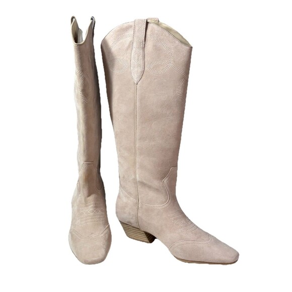 Steve Madden Dollie Womens Tall Tan Suede Western Boots Cowboy Block Heels Sz 7 - Picture 9 of 11